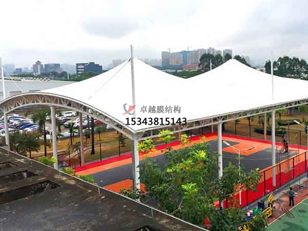 連云港網球場膜結構頂蓋/籃球場屋頂/門球場雨棚安裝